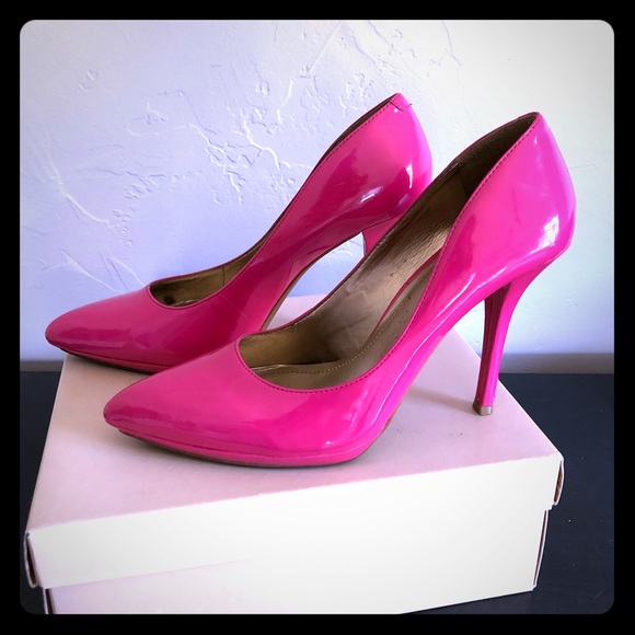 hot pink patent leather heels